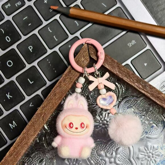 New mini flocked have a seat labubu keychain - Picture 1 of 1